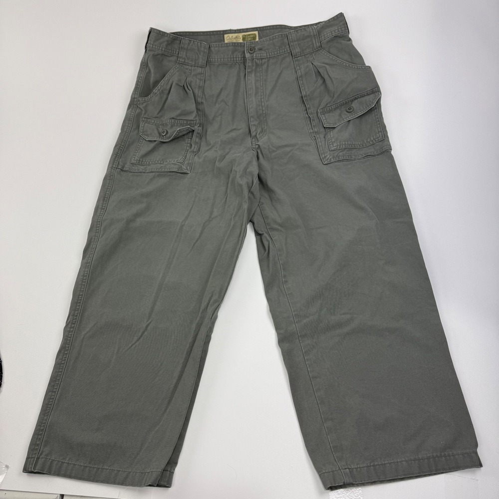 Cabelas Mens Cargo Pants Khaki‎ Green Utility Pockets Outdoor Casual Size 38